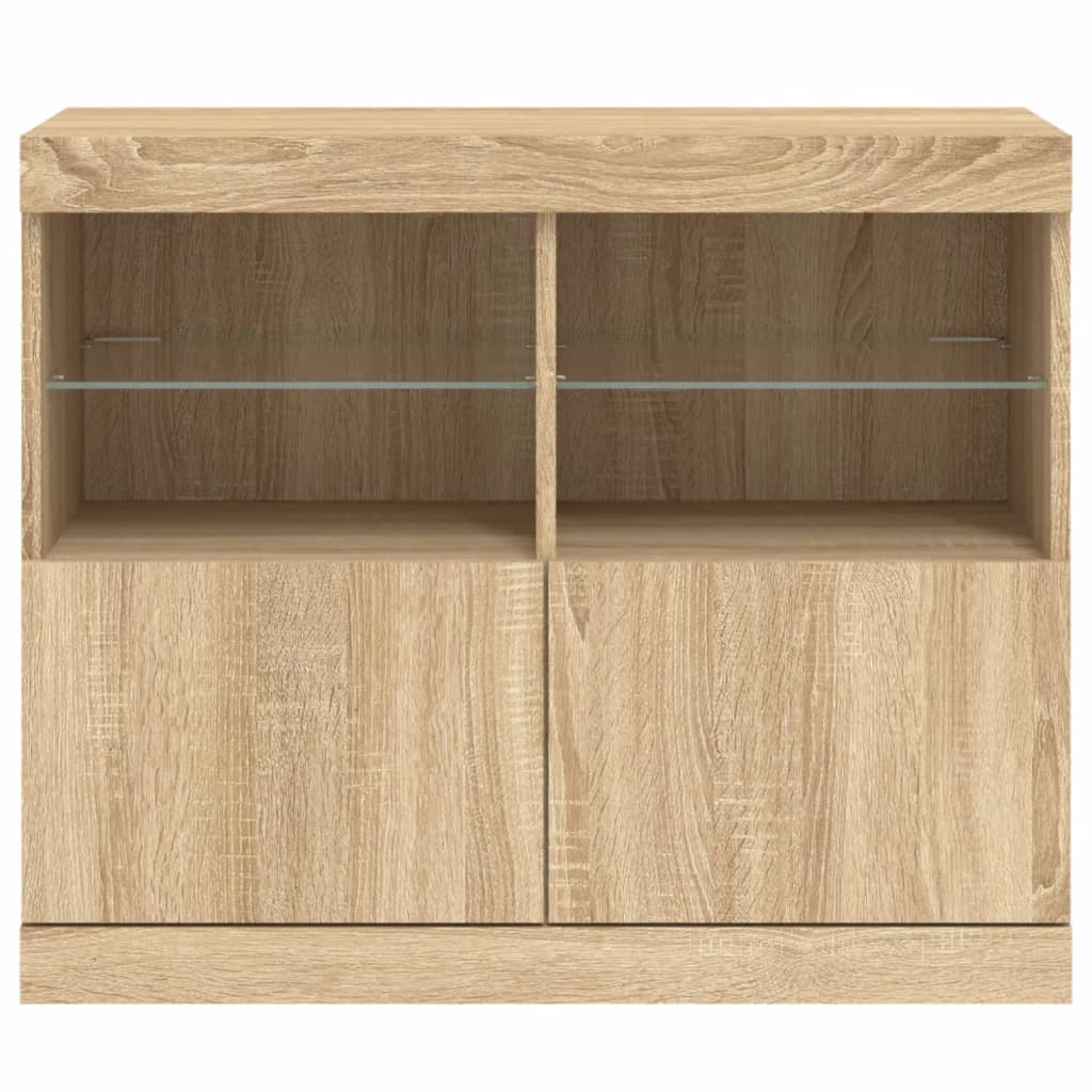 Credenza con Luci LED Rovere Sonoma 81x37x67 cm - homemem39