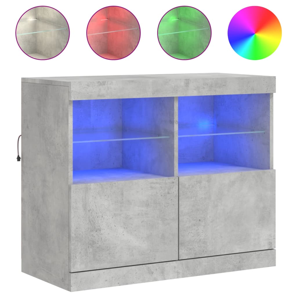 Credenza con Luci LED Grigio Cemento 81x37x67 cm - homemem39