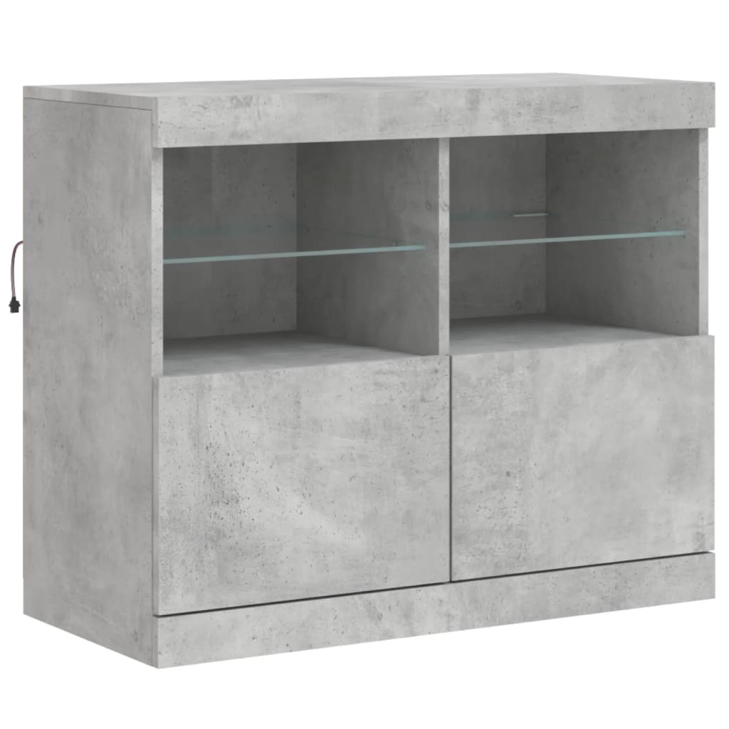 Credenza con Luci LED Grigio Cemento 81x37x67 cm - homemem39