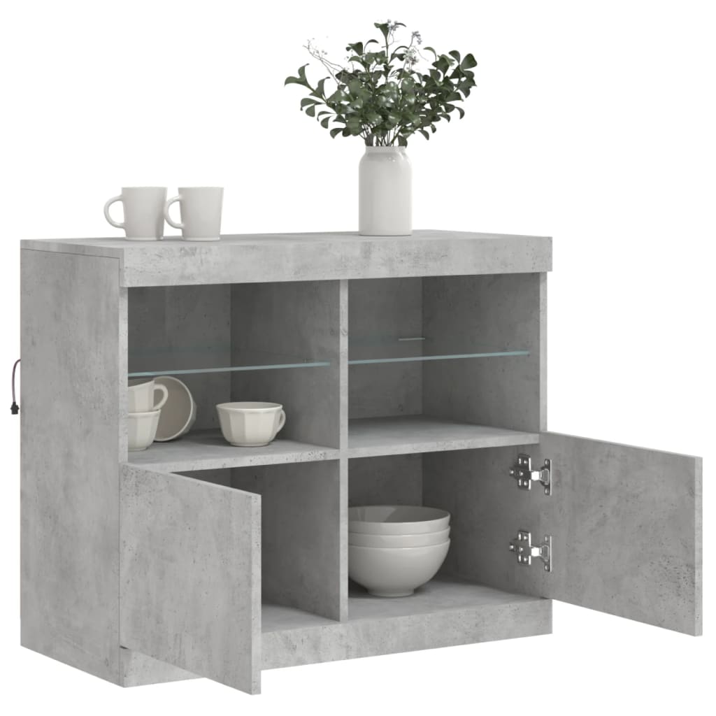 Credenza con Luci LED Grigio Cemento 81x37x67 cm - homemem39