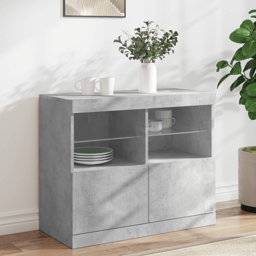 Credenza con Luci LED Grigio Cemento 81x37x67 cm - homemem39