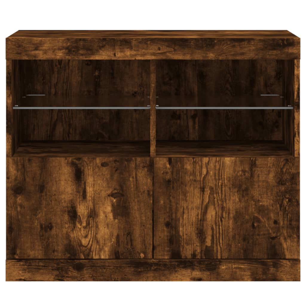 Credenza con Luci LED Rovere Fumo 81x37x67 cm - homemem39