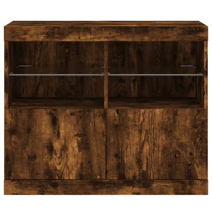 Credenza con Luci LED Rovere Fumo 81x37x67 cm - homemem39