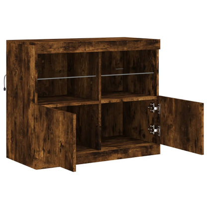 Credenza con Luci LED Rovere Fumo 81x37x67 cm - homemem39