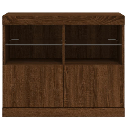 Credenza con Luci LED Rovere Marrone 81x37x67 cm - homemem39