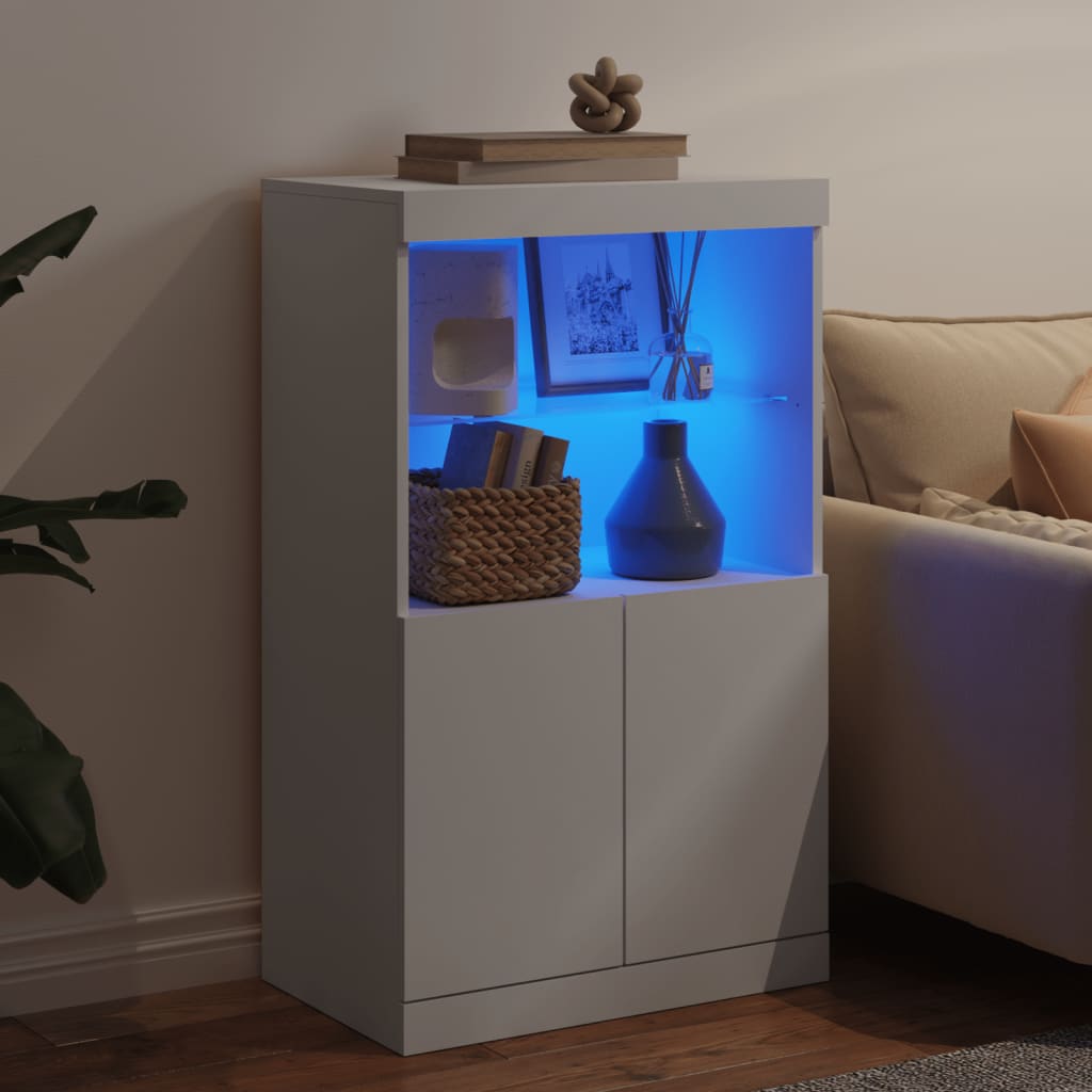 Credenza con Luci LED Bianca 60,5x37x100 cm - homemem39