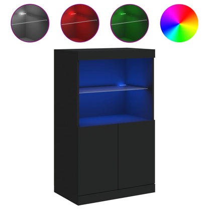 Credenza con Luci LED Nera 60,5x37x100 cm - homemem39