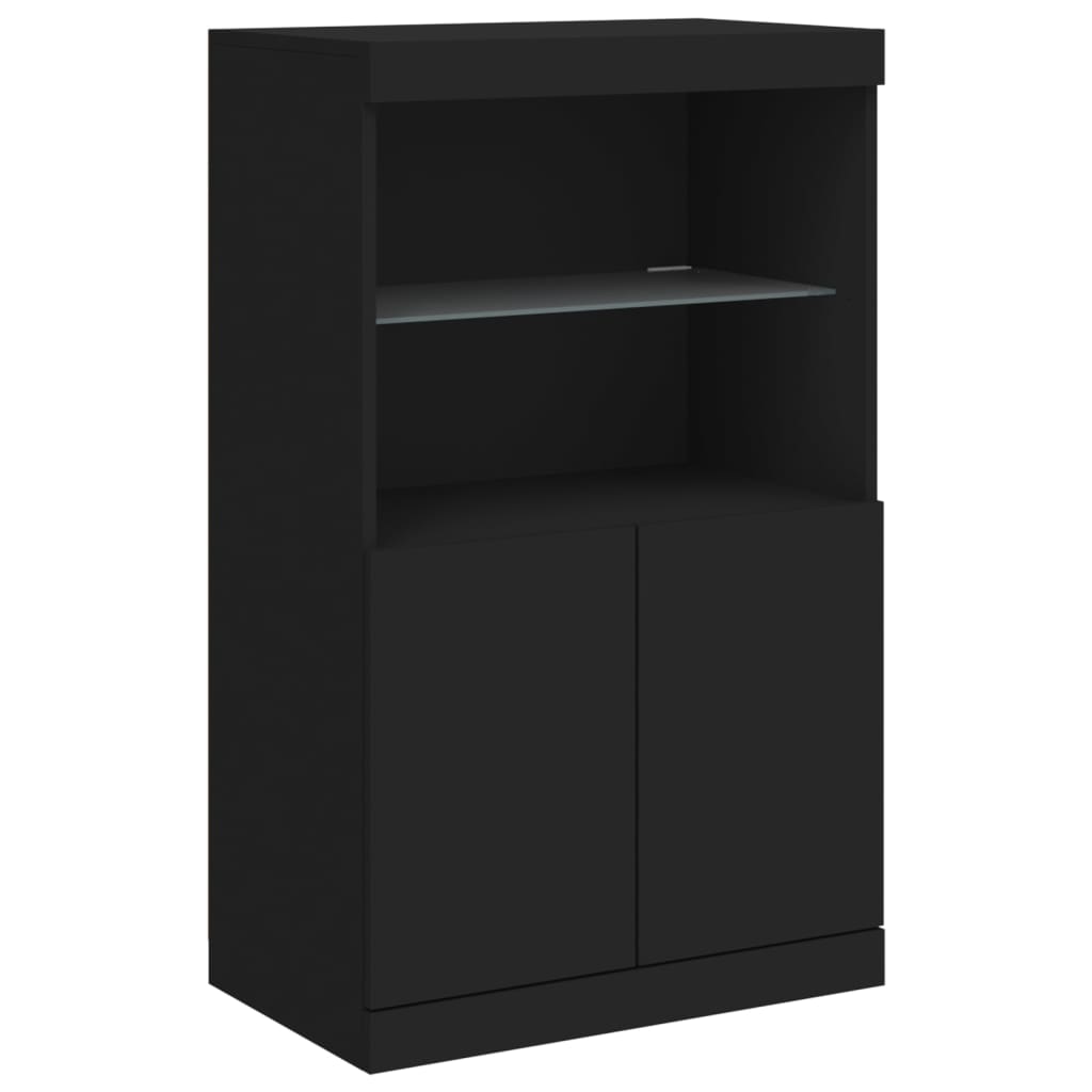 Credenza con Luci LED Nera 60,5x37x100 cm - homemem39