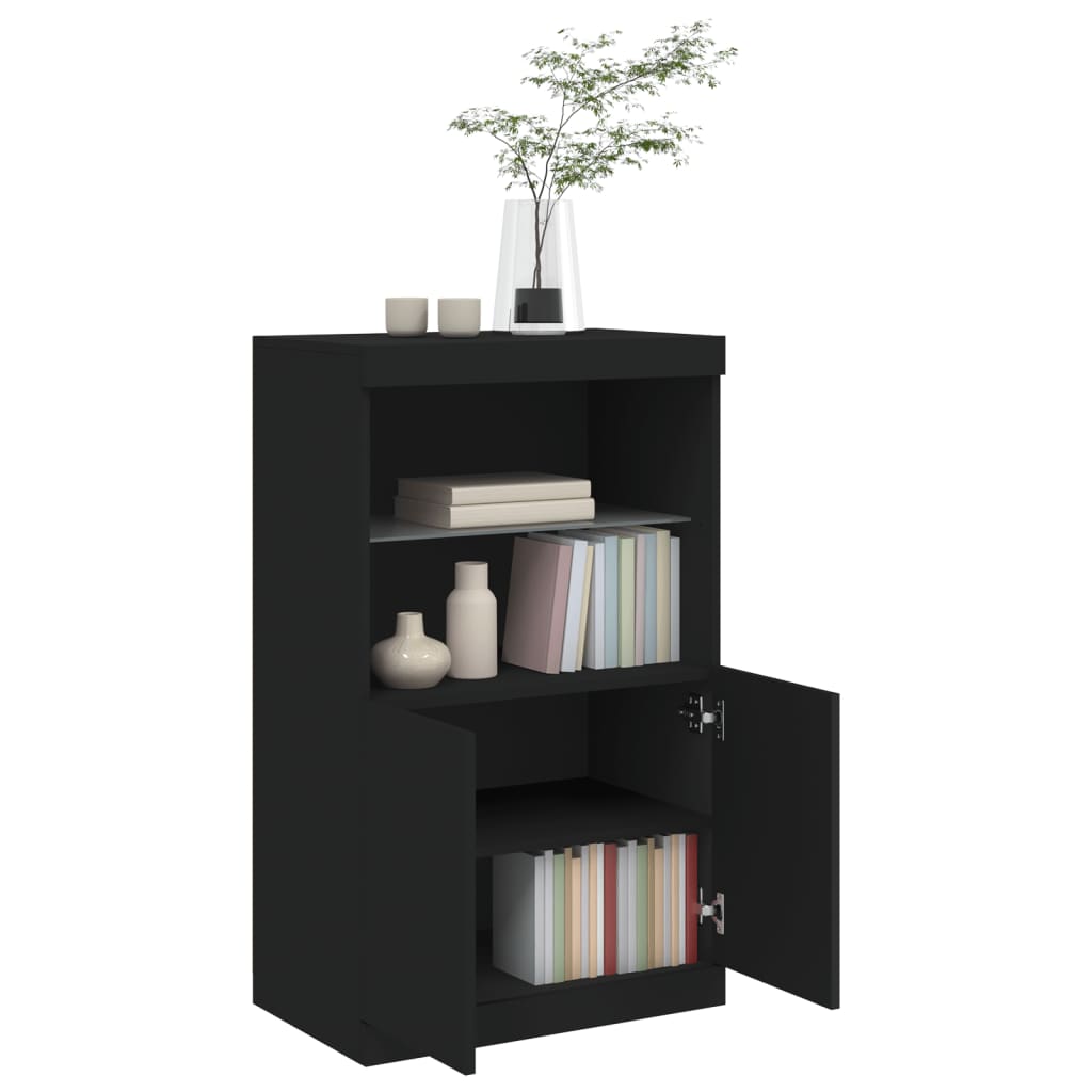 Credenza con Luci LED Nera 60,5x37x100 cm - homemem39