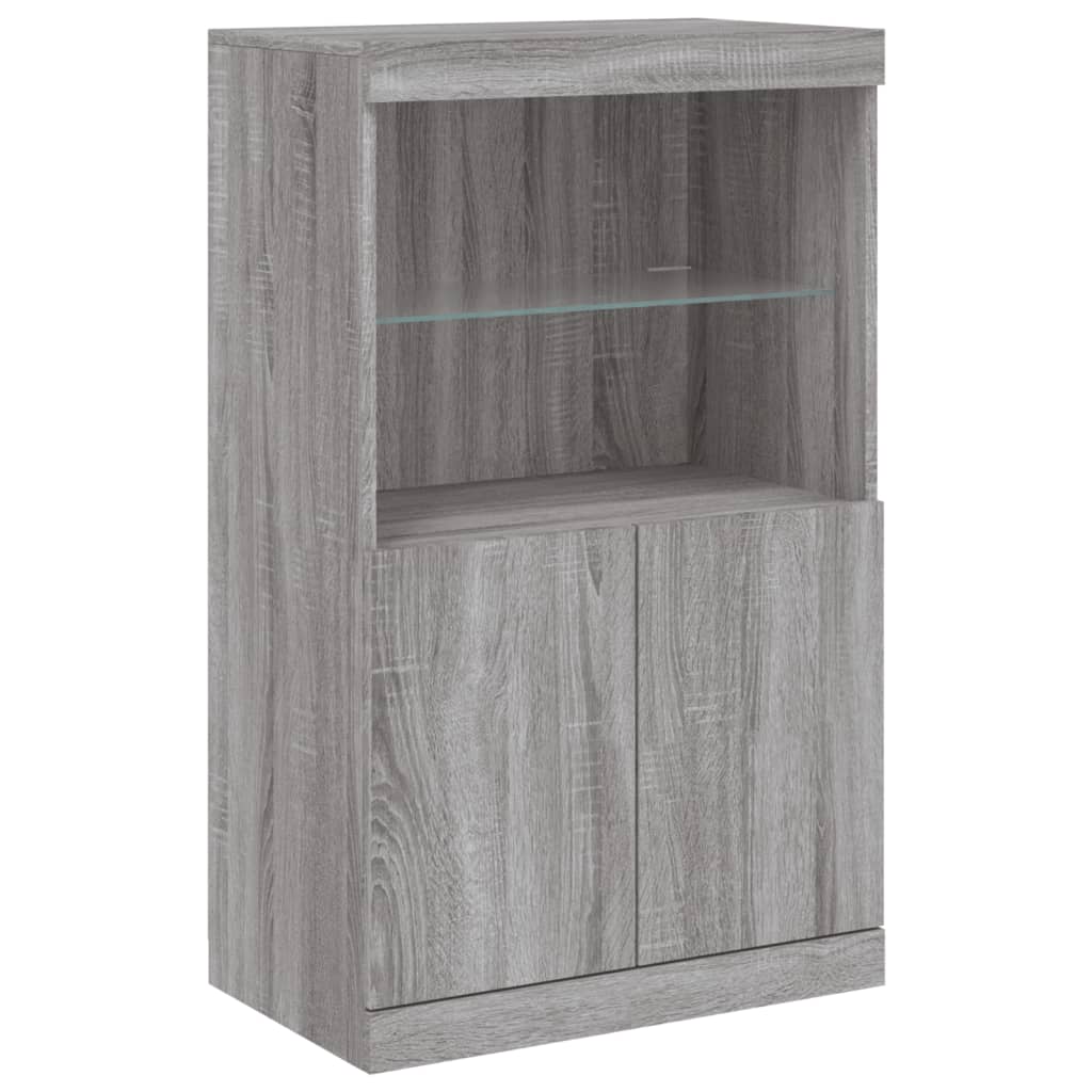 Credenza con Luci LED Grigio Sonoma 60,5x37x100 cm - homemem39