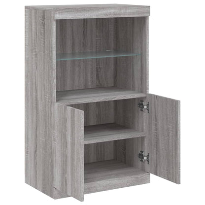 Credenza con Luci LED Grigio Sonoma 60,5x37x100 cm - homemem39