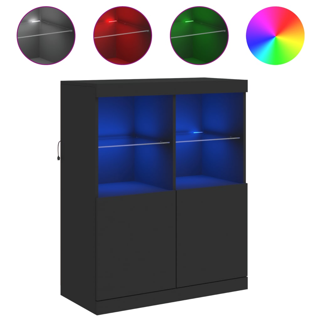 Credenza con Luci LED Nera 81x37x100 cm - homemem39