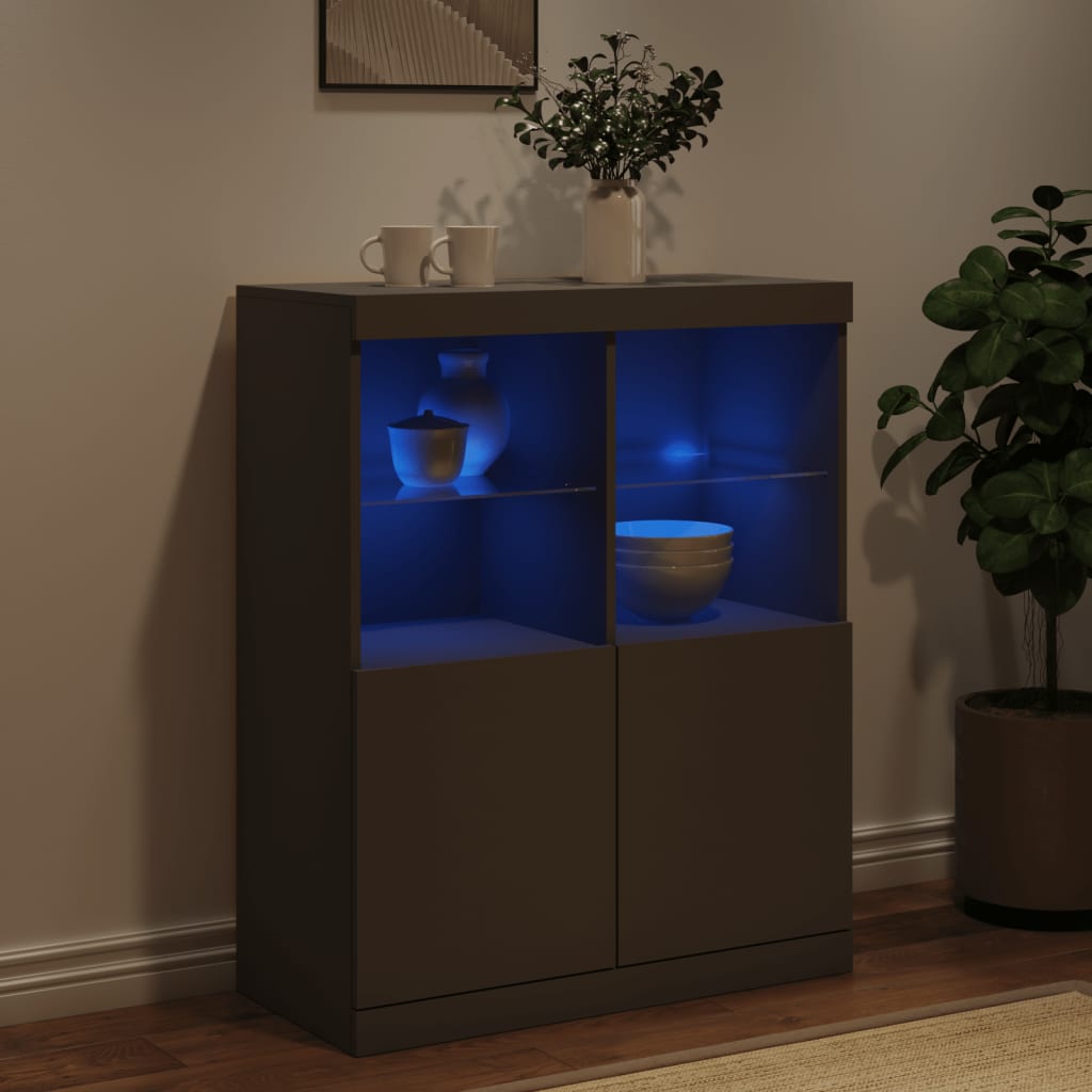 Credenza con Luci LED Nera 81x37x100 cm - homemem39