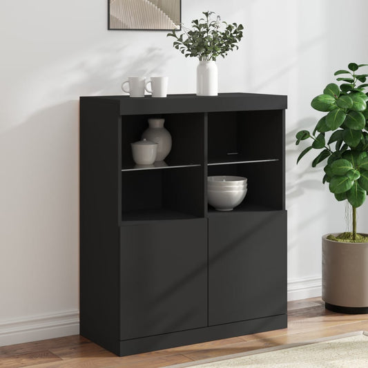 Credenza con Luci LED Nera 81x37x100 cm - homemem39