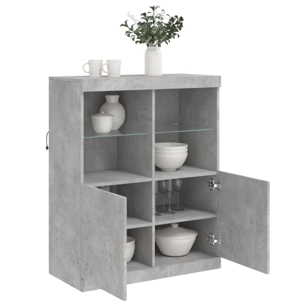 Credenza con Luci LED Grigio Cemento 81x37x100 cm - homemem39