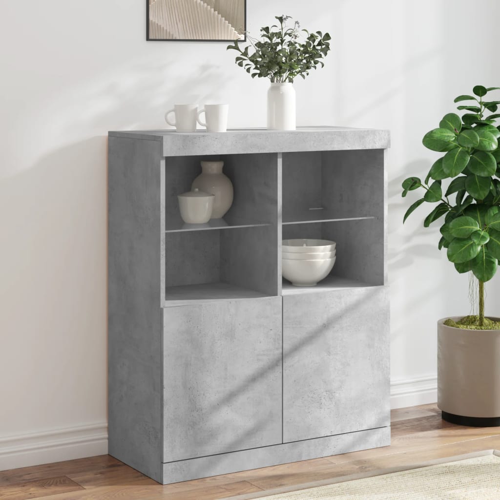 Credenza con Luci LED Grigio Cemento 81x37x100 cm - homemem39