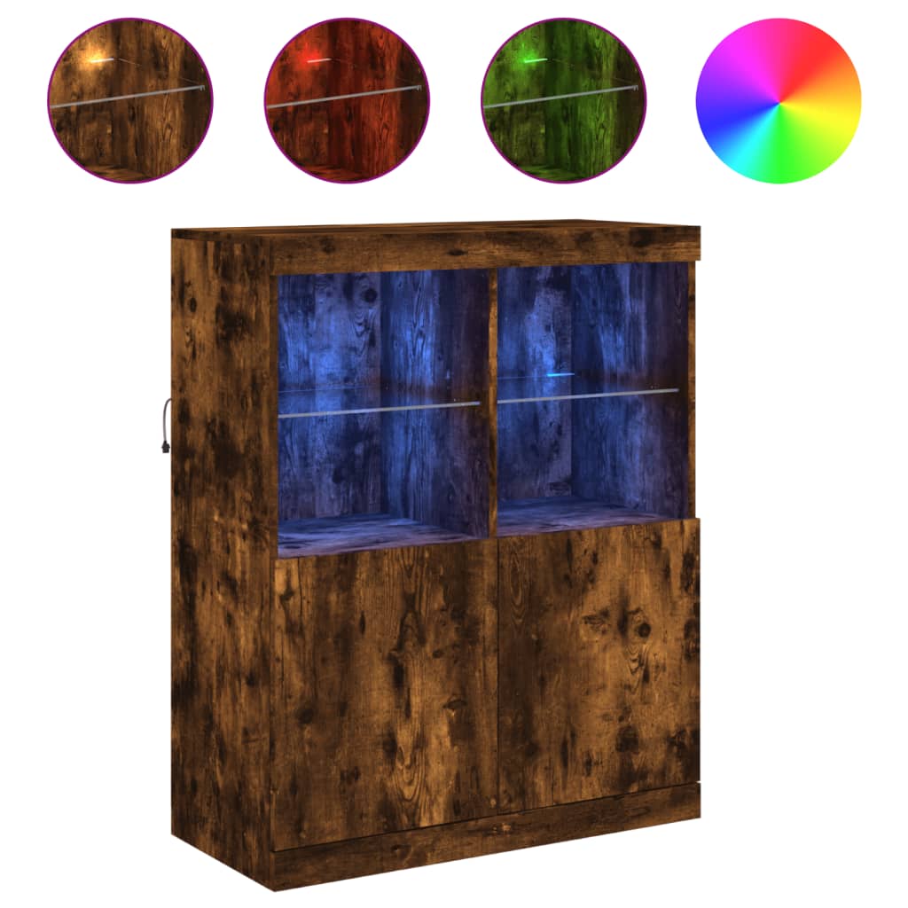 Credenza con Luci LED Rovere Fumo 81x37x100 cm - homemem39