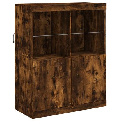 Credenza con Luci LED Rovere Fumo 81x37x100 cm - homemem39