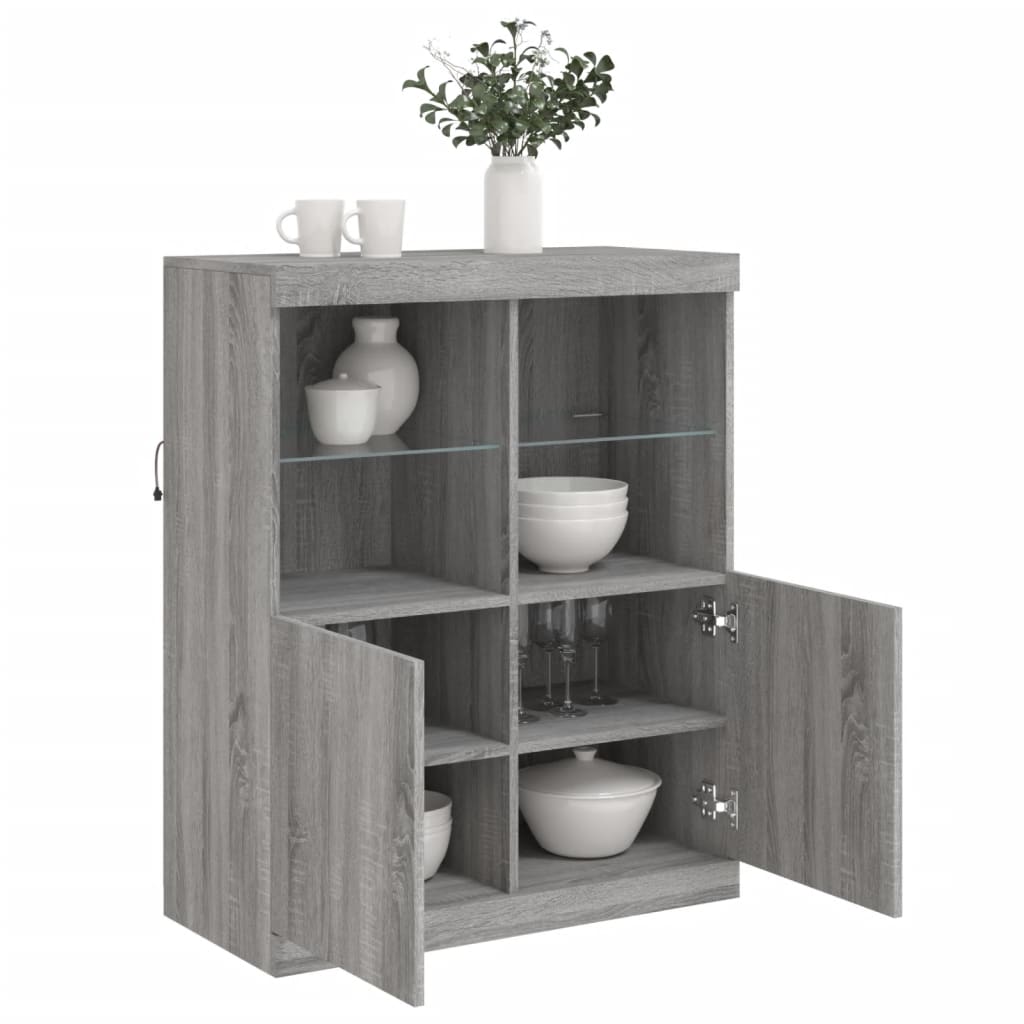 Credenza con Luci LED Grigio Sonoma 81x37x100 cm - homemem39