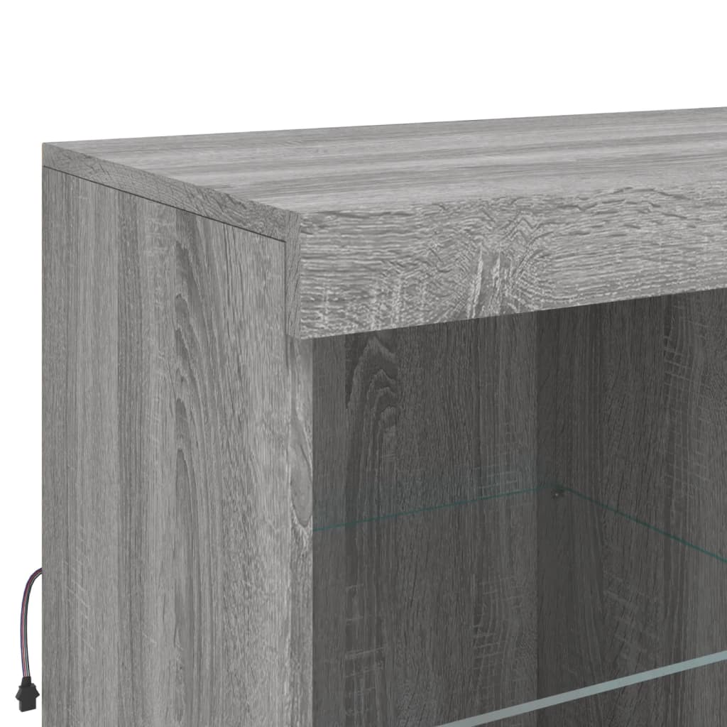 Credenza con Luci LED Grigio Sonoma 81x37x100 cm - homemem39