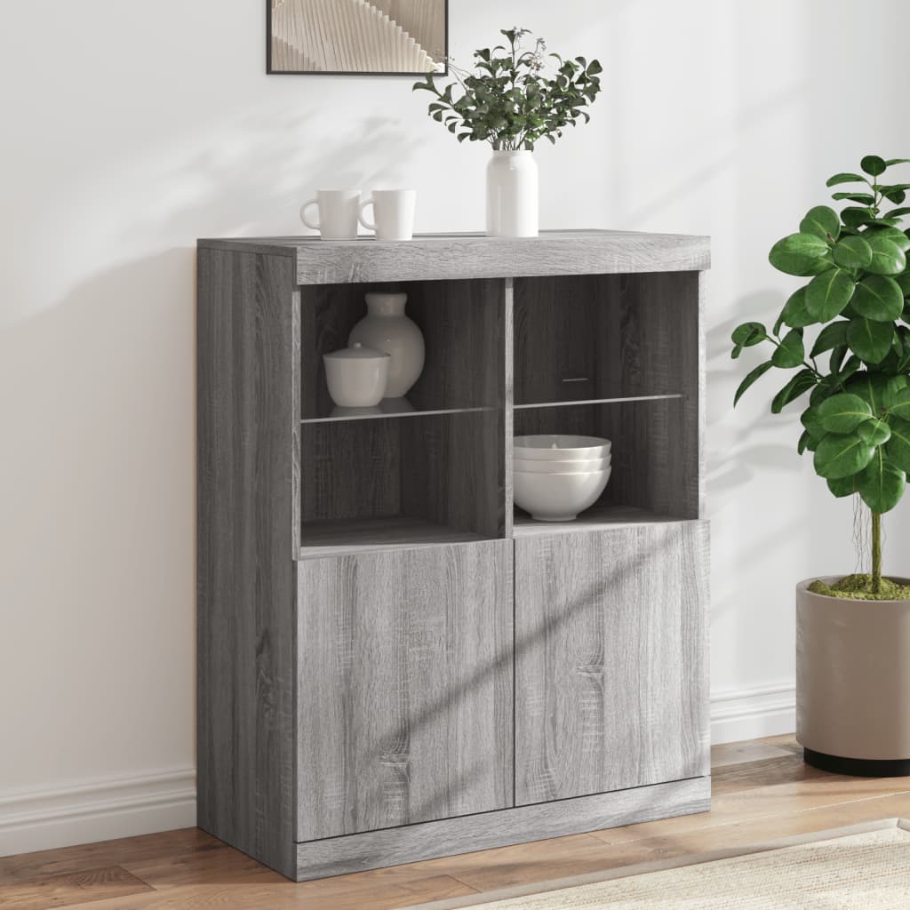 Credenza con Luci LED Grigio Sonoma 81x37x100 cm - homemem39