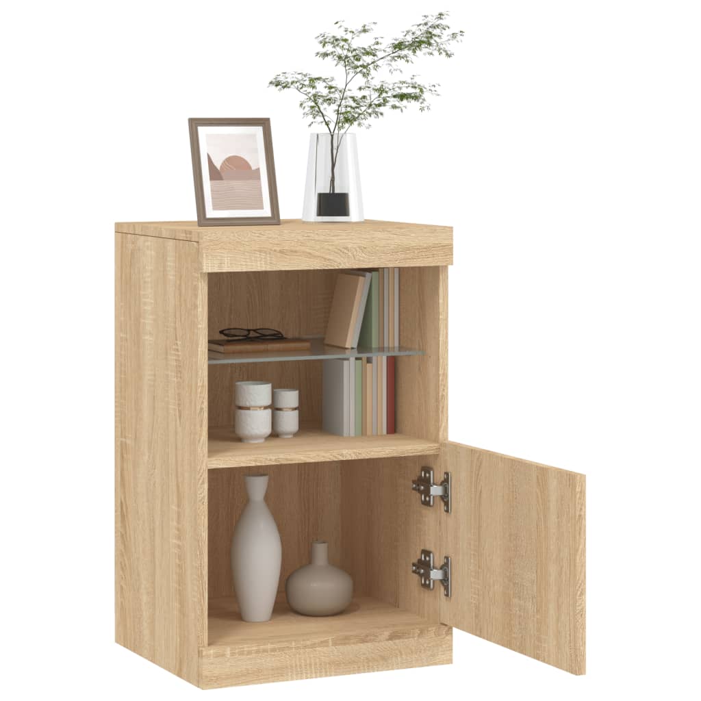 Credenza con Luci LED Rovere Sonoma 41x37x67 cm - homemem39