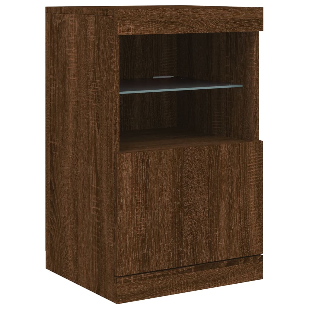 Credenza con Luci LED Rovere Marrone 41x37x67 cm - homemem39