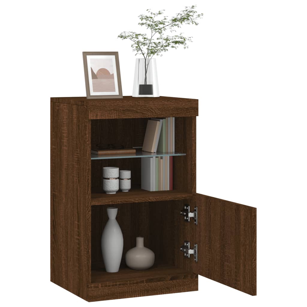 Credenza con Luci LED Rovere Marrone 41x37x67 cm - homemem39