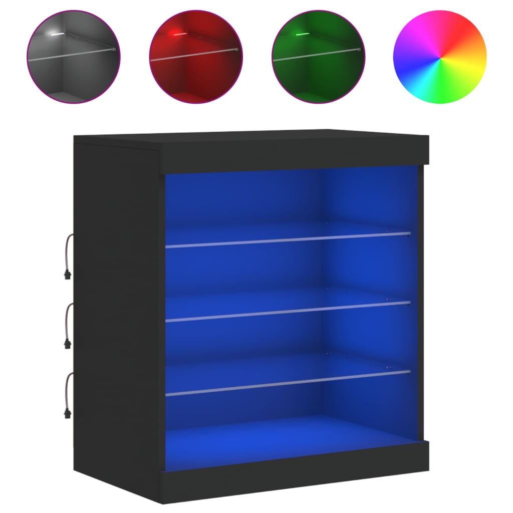 Credenza con Luci LED Nera 60,5x37x67 cm - homemem39