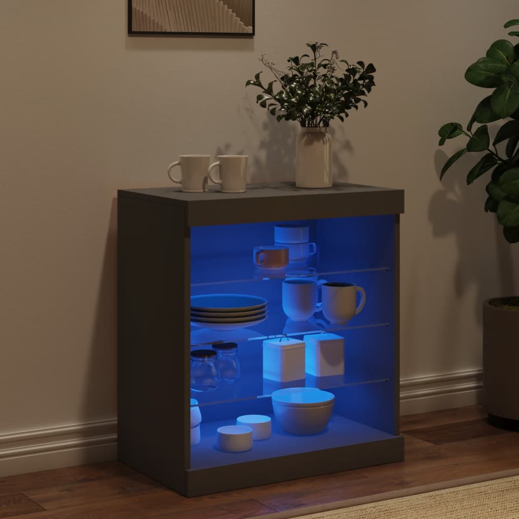 Credenza con Luci LED Nera 60,5x37x67 cm - homemem39