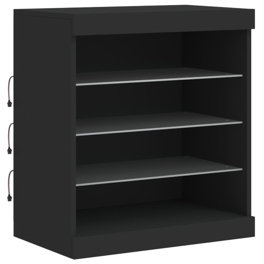 Credenza con Luci LED Nera 60,5x37x67 cm - homemem39