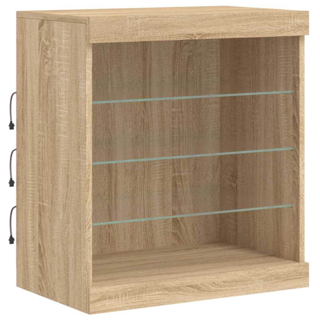 Credenza con Luci LED Rovere Sonoma 60,5x37x67 cm - homemem39