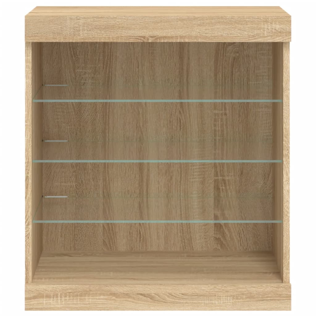 Credenza con Luci LED Rovere Sonoma 60,5x37x67 cm - homemem39