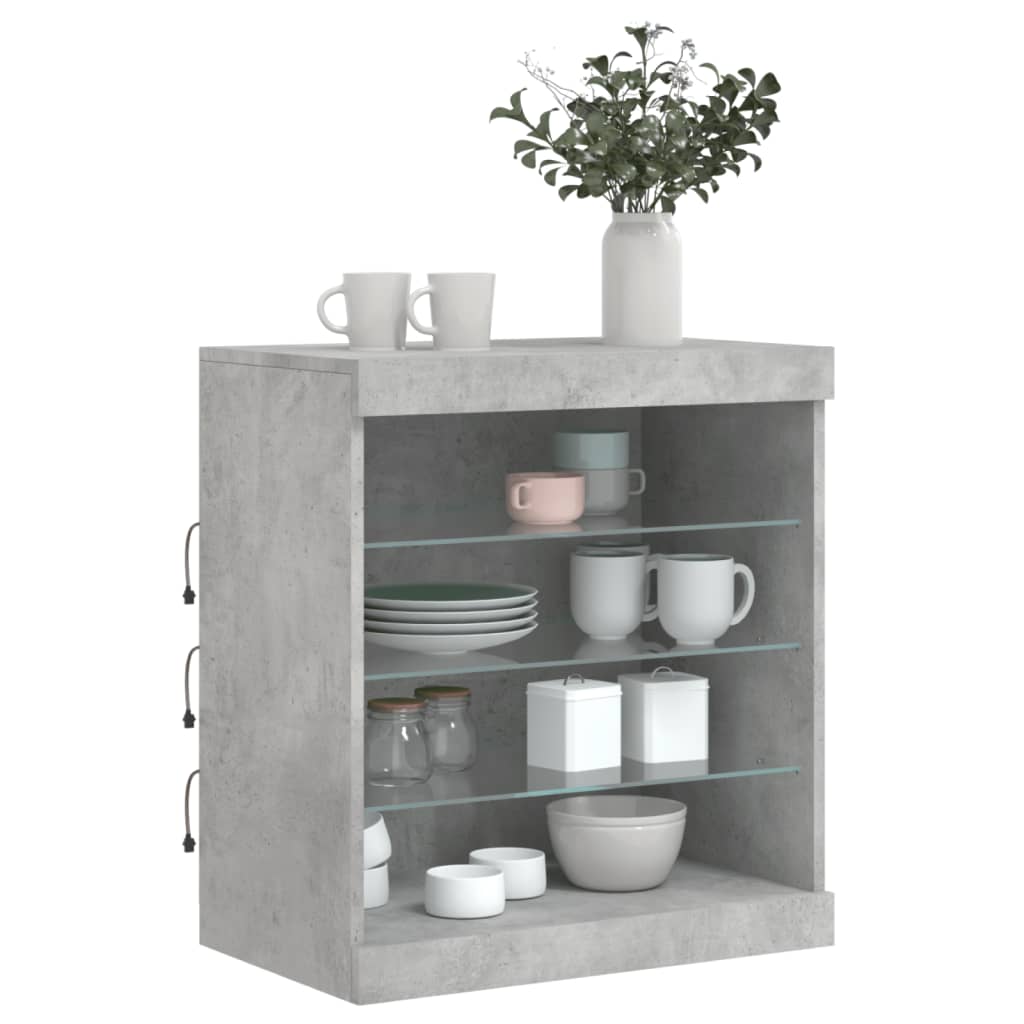 Credenza con Luci LED Grigio Cemento 60,5x37x67 cm - homemem39