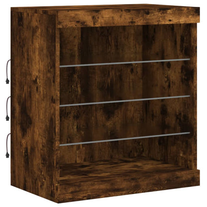 Credenza con Luci LED Rovere Fumo 60,5x37x67 cm - homemem39