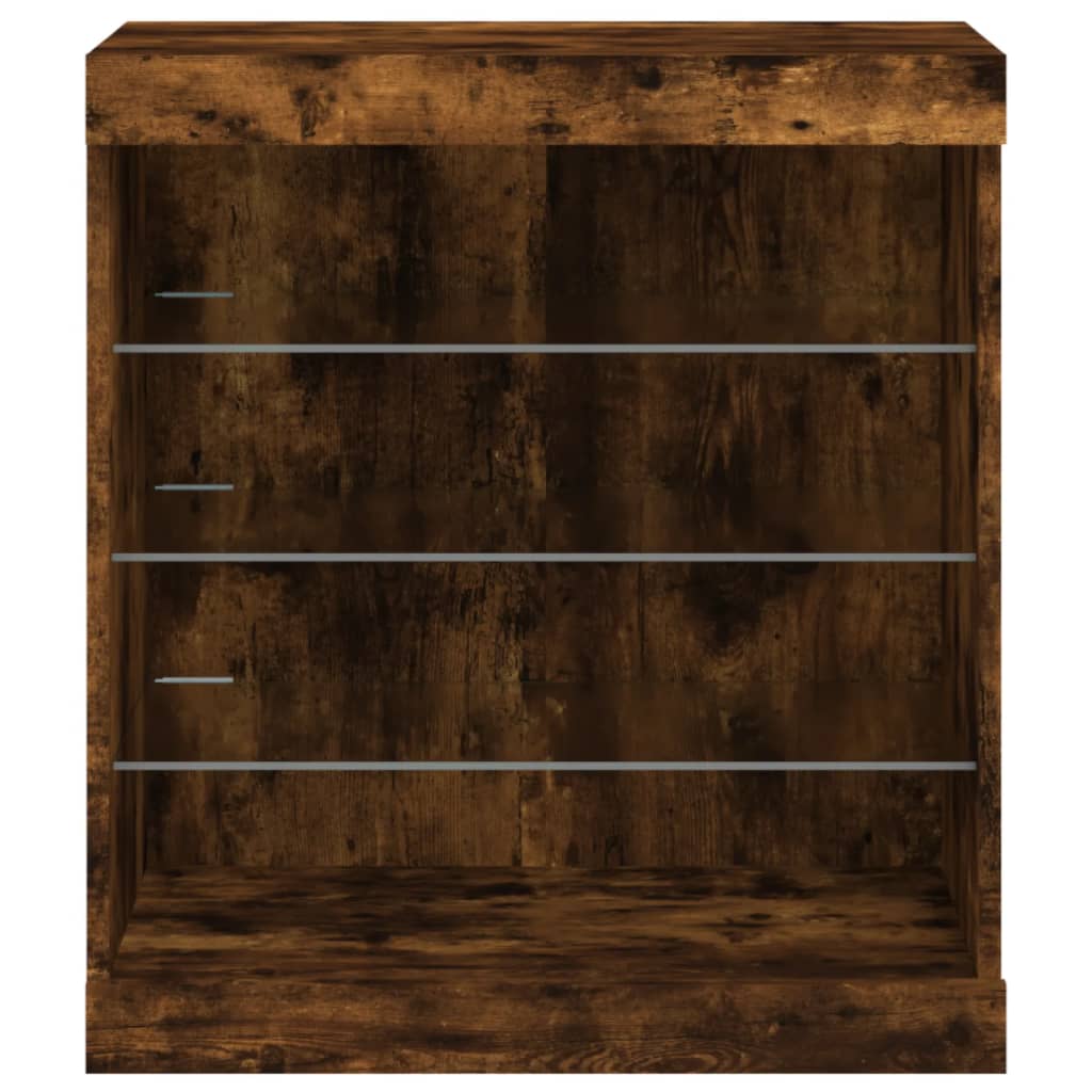 Credenza con Luci LED Rovere Fumo 60,5x37x67 cm - homemem39