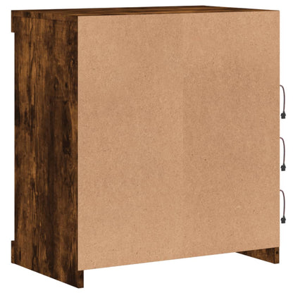 Credenza con Luci LED Rovere Fumo 60,5x37x67 cm - homemem39