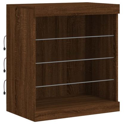 Credenza con Luci LED Rovere Marrone 60,5x37x67 cm - homemem39