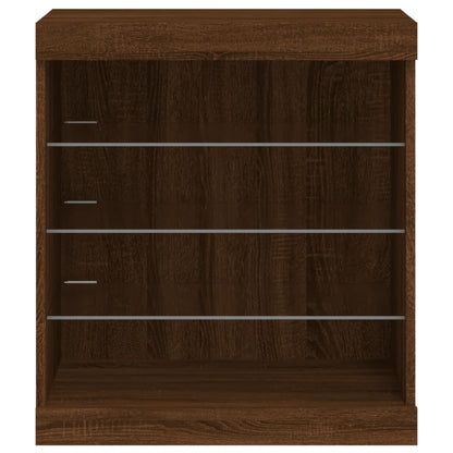 Credenza con Luci LED Rovere Marrone 60,5x37x67 cm - homemem39