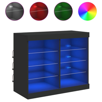 Credenza con Luci LED Nera 81x37x67 cm - homemem39