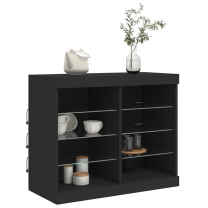 Credenza con Luci LED Nera 81x37x67 cm - homemem39