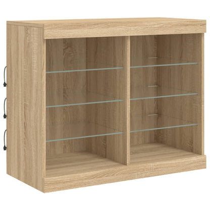 Credenza con Luci LED Rovere Sonoma 81x37x67 cm - homemem39