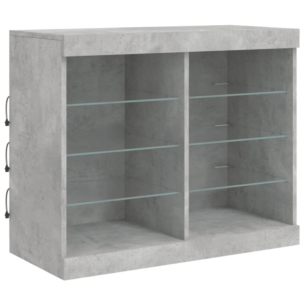 Credenza con Luci LED Grigio Cemento 81x37x67 cm - homemem39