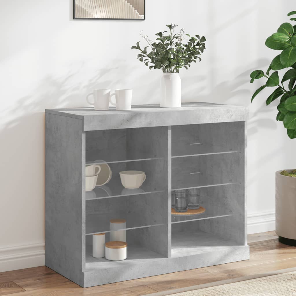 Credenza con Luci LED Grigio Cemento 81x37x67 cm - homemem39