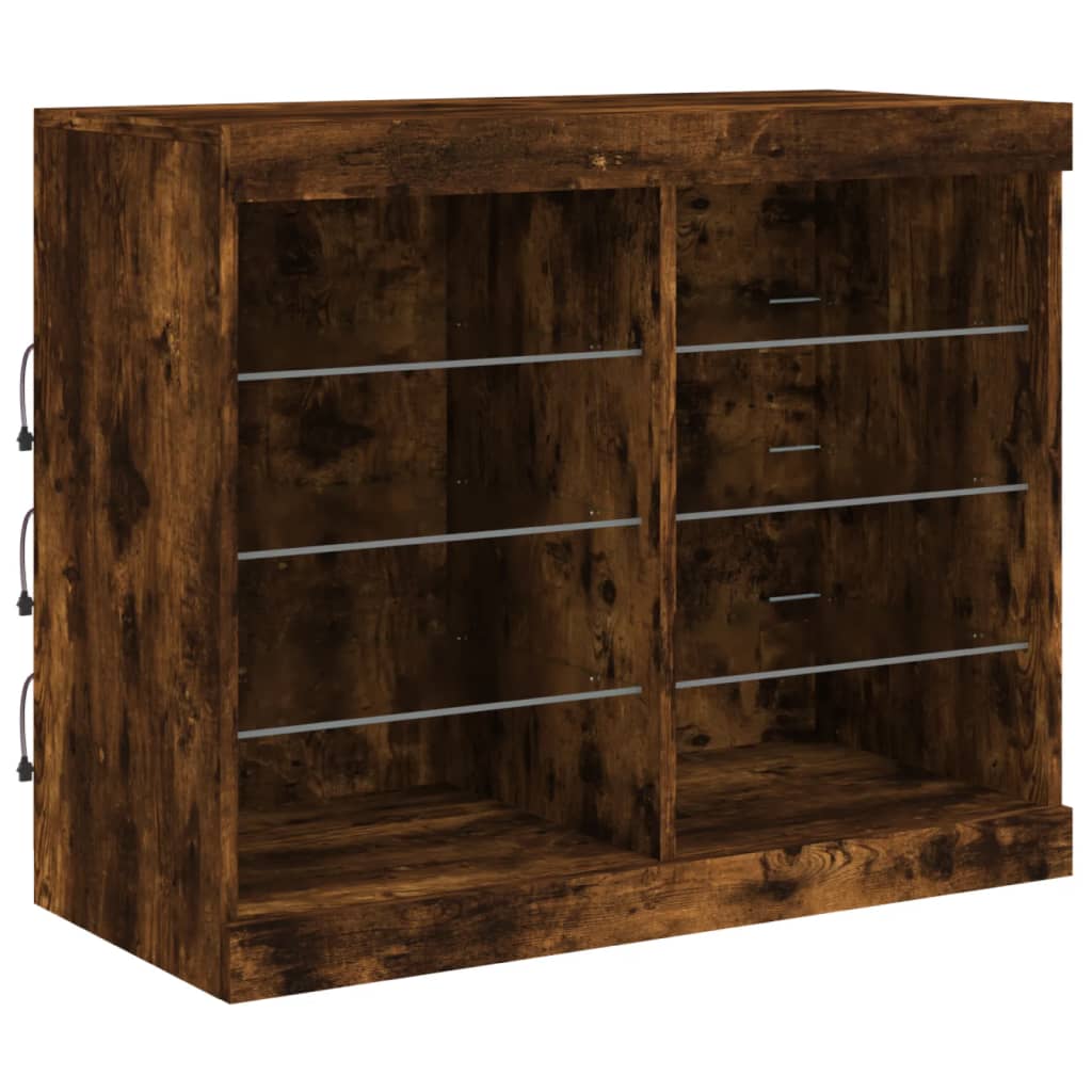 Credenza con Luci LED Rovere Fumo 81x37x67 cm - homemem39