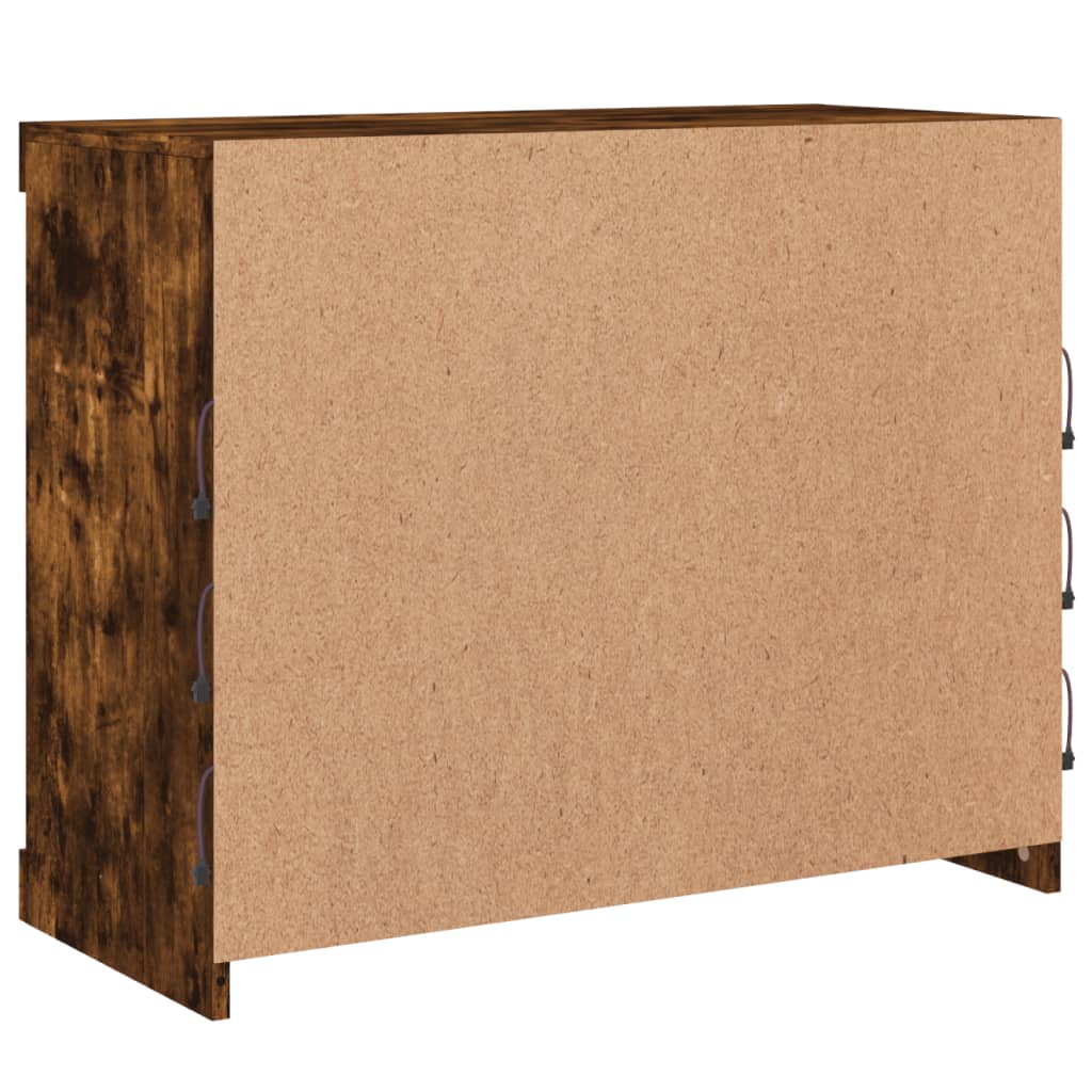 Credenza con Luci LED Rovere Fumo 81x37x67 cm - homemem39