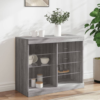 Credenza con Luci LED Grigio Sonoma 81x37x67 cm - homemem39