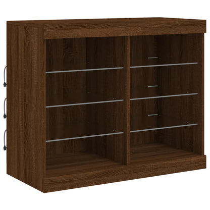 Credenza con Luci LED Rovere Marrone 81x37x67 cm - homemem39