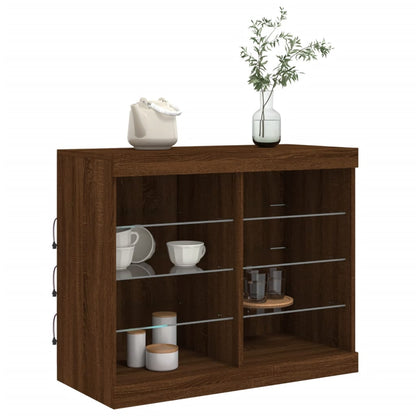 Credenza con Luci LED Rovere Marrone 81x37x67 cm - homemem39