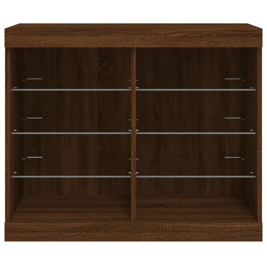 Credenza con Luci LED Rovere Marrone 81x37x67 cm - homemem39